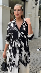 Roma Painterly Abstract Shirt Dress