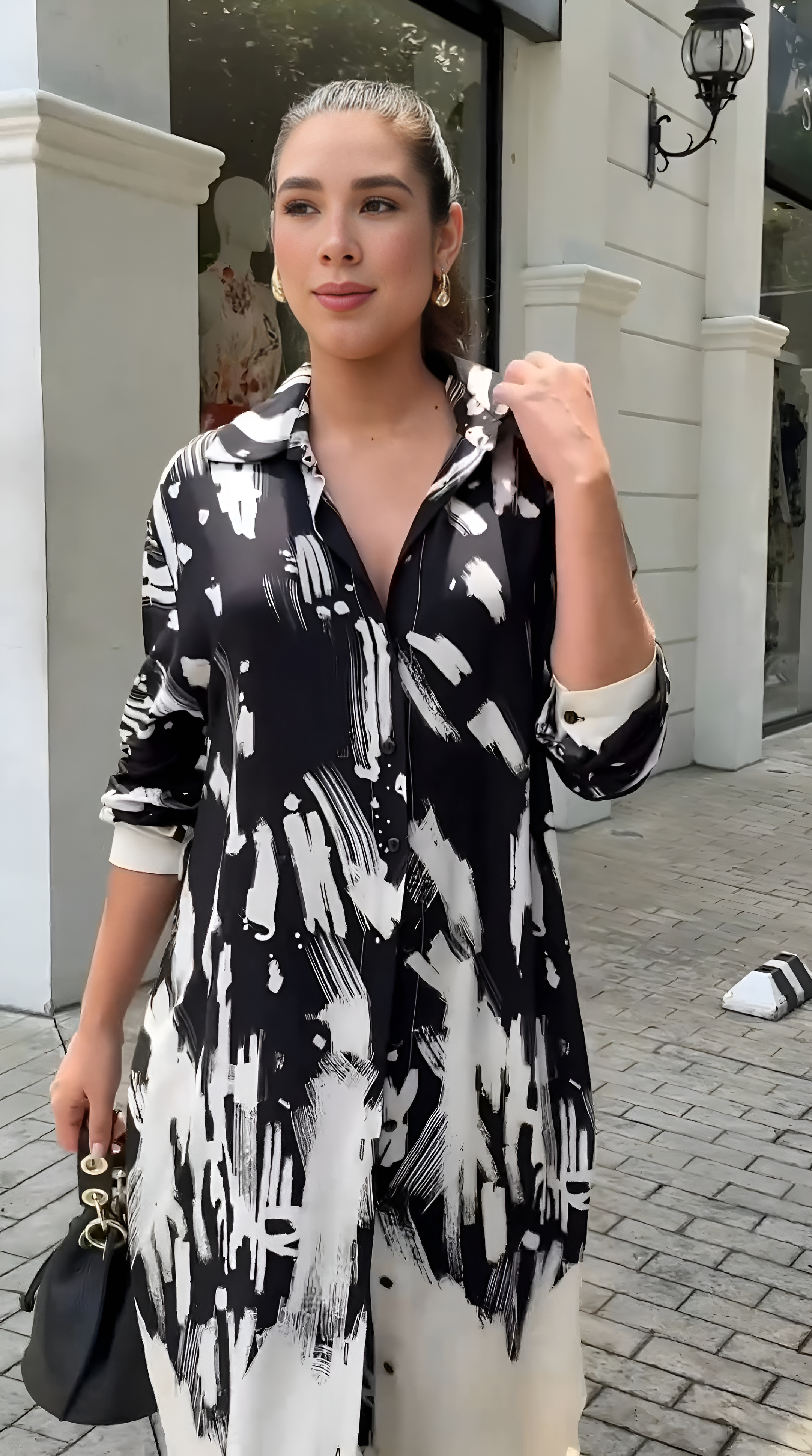 Roma Painterly Abstract Shirt Dress
