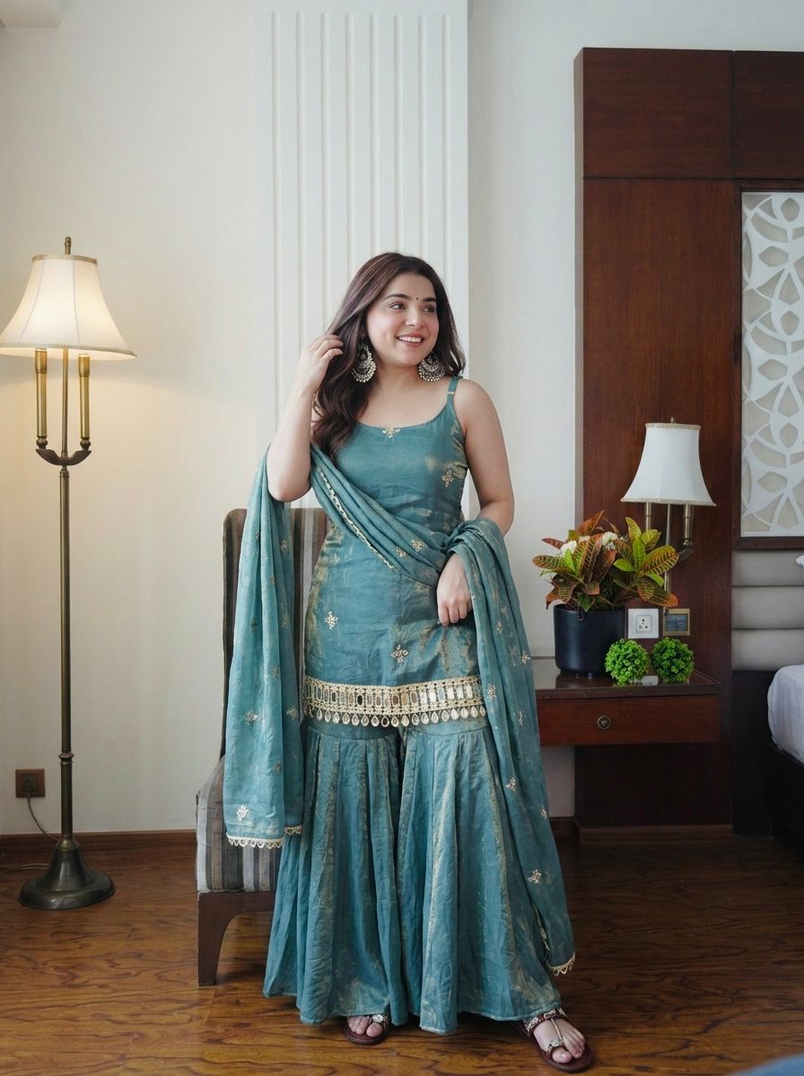 Rewati Mirror Work Sharara Suit