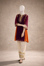 Zarqa maroon orange suit