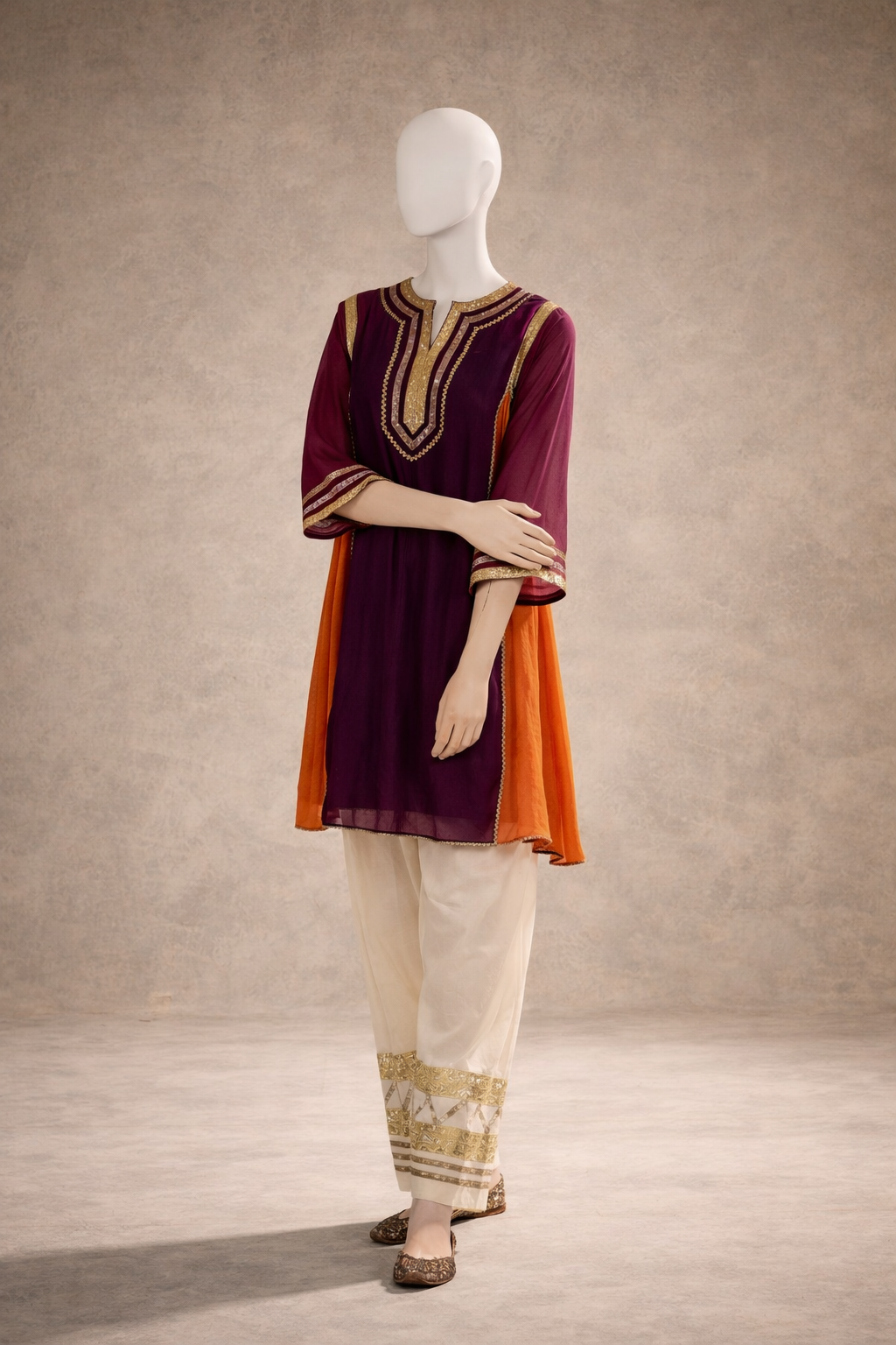 Zarqa maroon orange suit