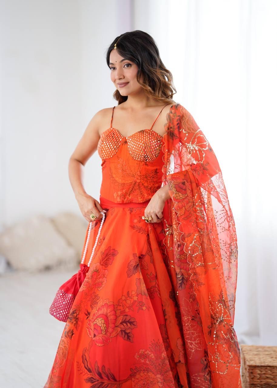 Ruvina Corset Embroidered Lehenga Set