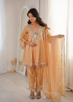 Zarmina Peach Flared Suit