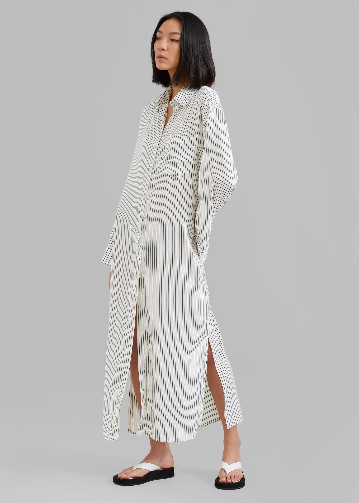 Risha Pinstripe Shirt Gown