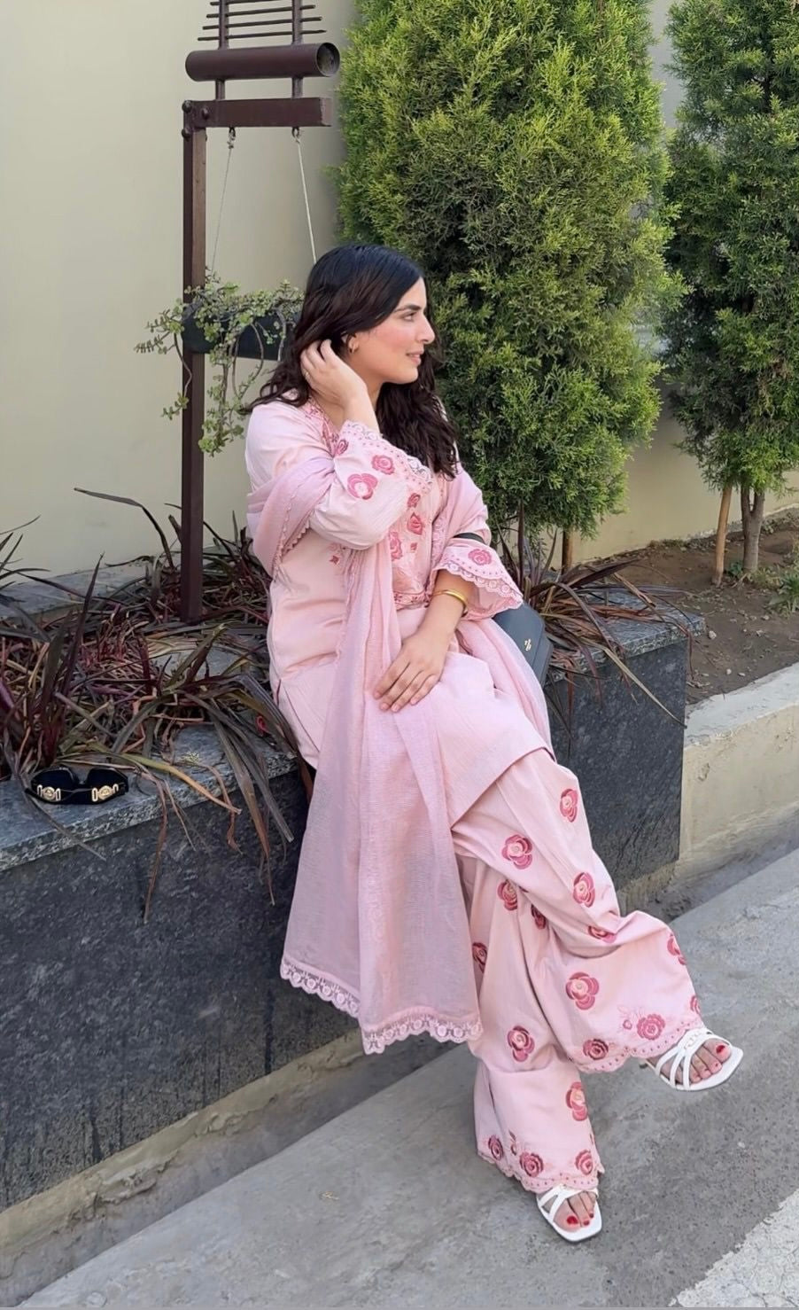 Gulnaar blush rose suit