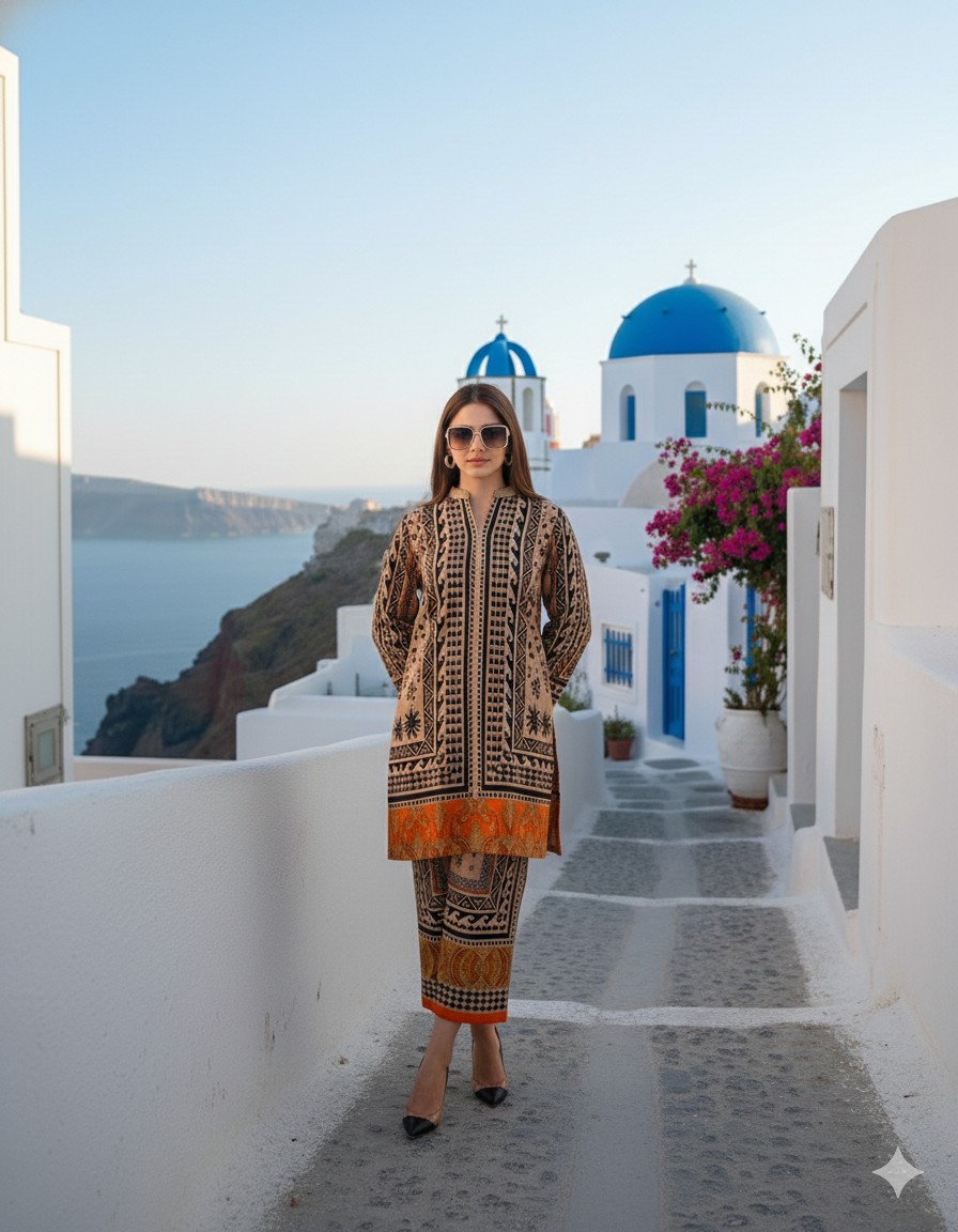 Santorini orange premium co-ord set