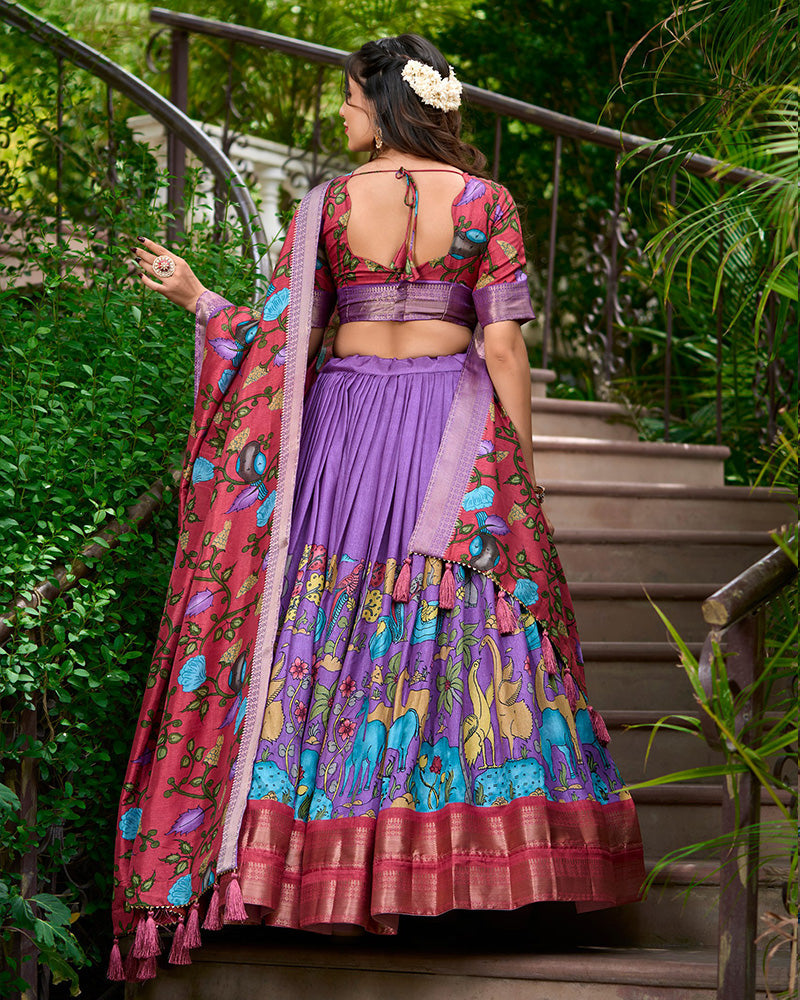 Rasbhani Surkh Kalamkari Lehenga Set