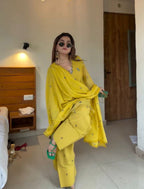 Riza Mustard Blossom Kurta Set