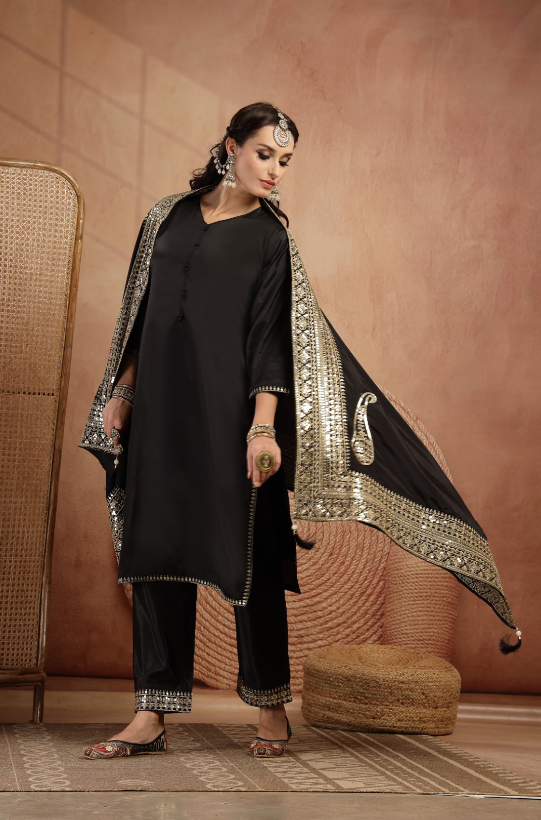 Tamanna Black Golden Suit