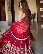 Riviya Ivory and Wine Kurta Lehenga Set