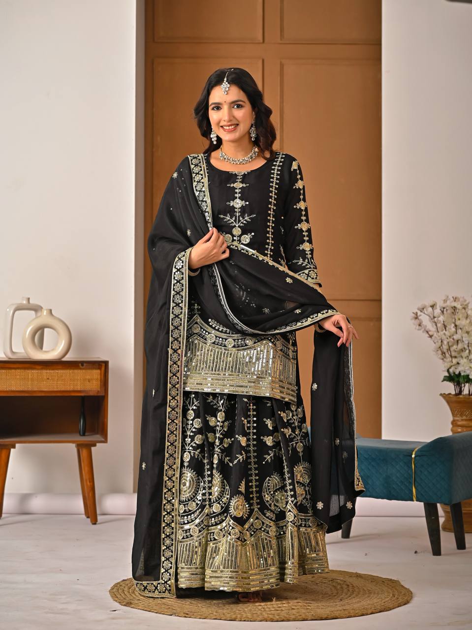 Siyah Noor Black Sharara Suit