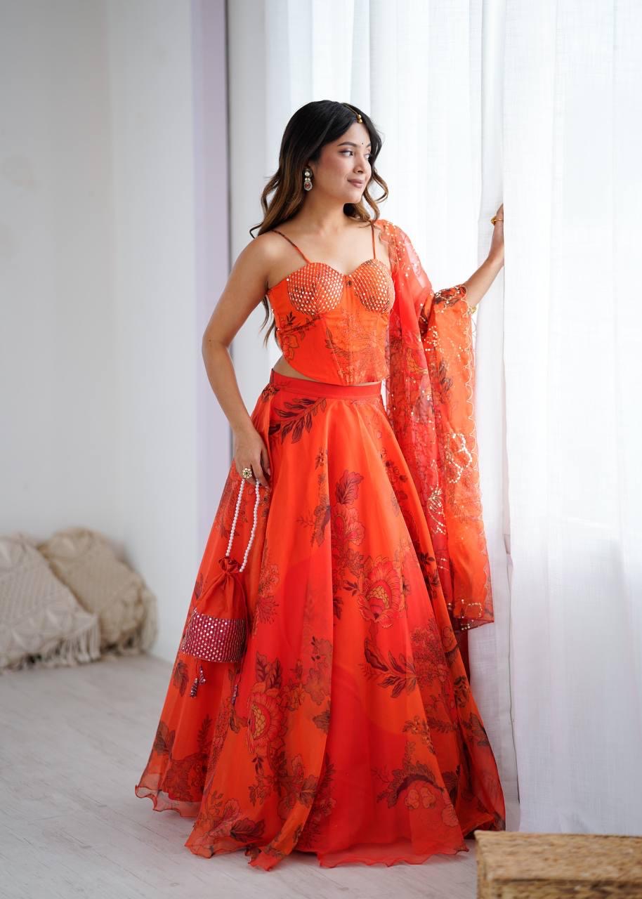 Ruvina Corset Embroidered Lehenga Set