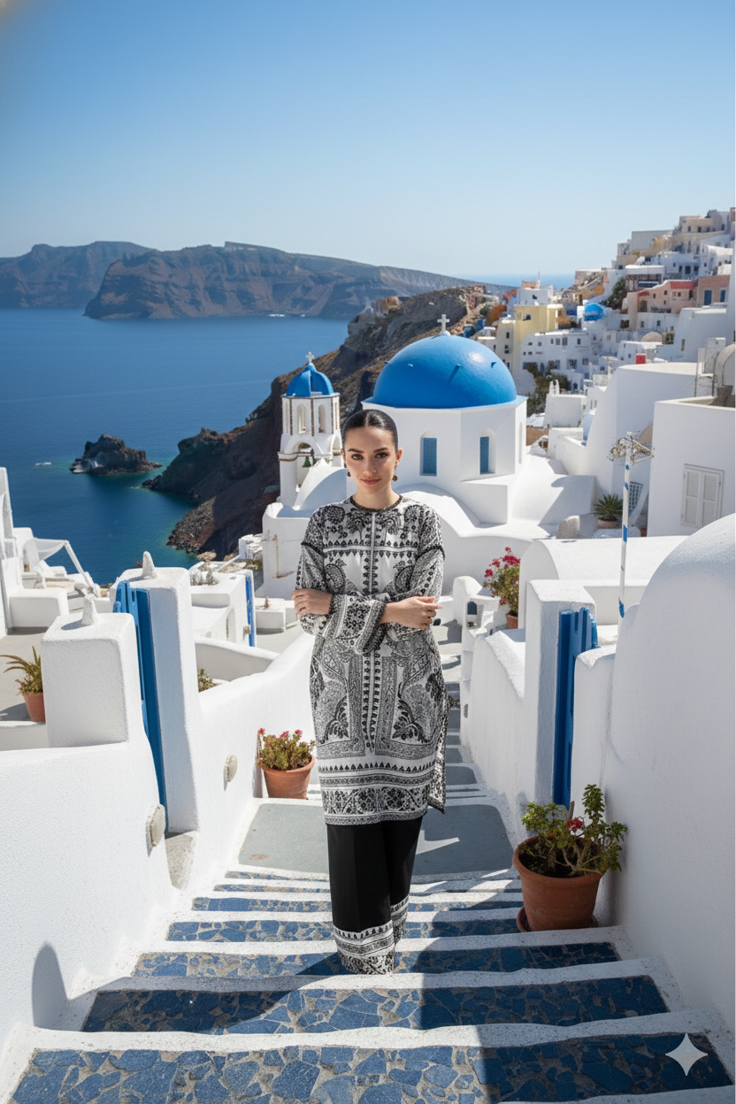 Santorini luxe monochrome premium co-ord set