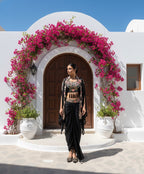 Tapsee Black Dhoti Cape Set