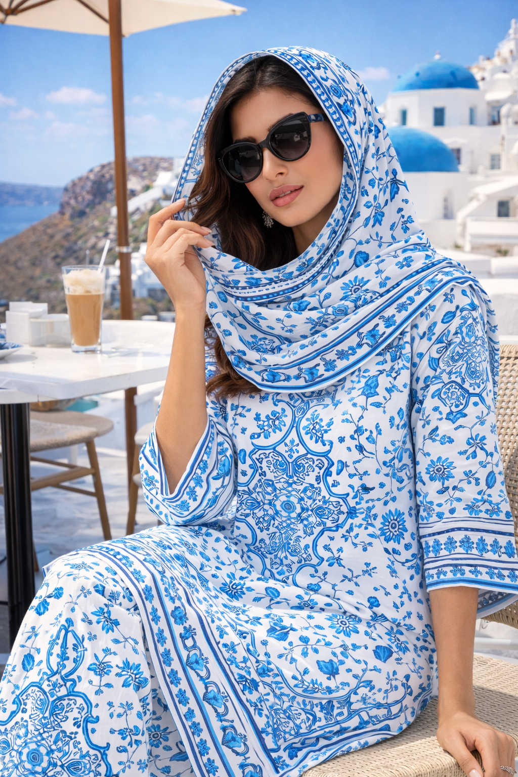 Santorini Luxe Sea Blue Premium Co-ord Set