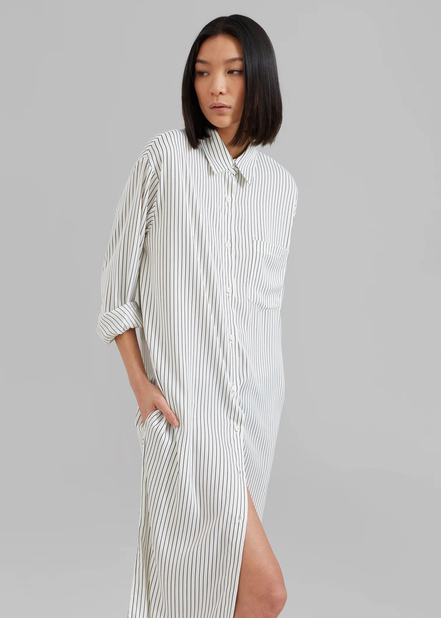 Risha Pinstripe Shirt Gown