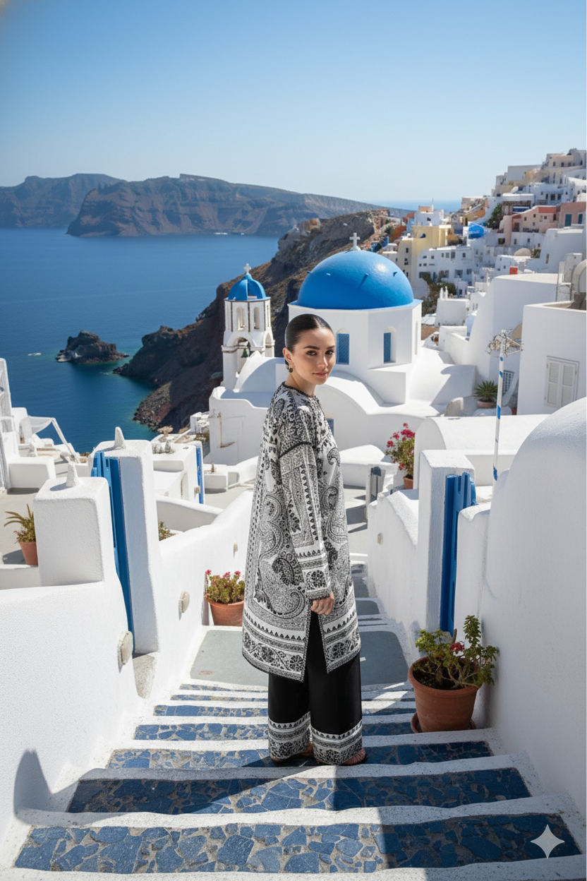 Santorini luxe monochrome premium co-ord set