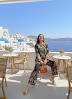 Santorini luxe midnight botanical print co-ord set