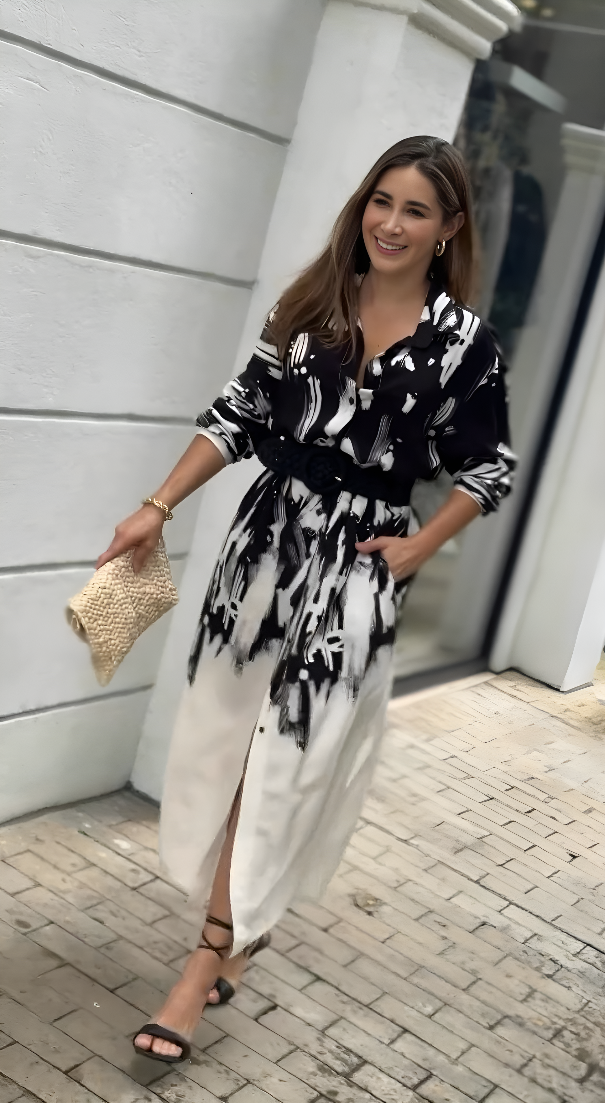 Roma Painterly Abstract Shirt Dress
