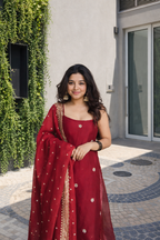 Aadira deep red sharara suit