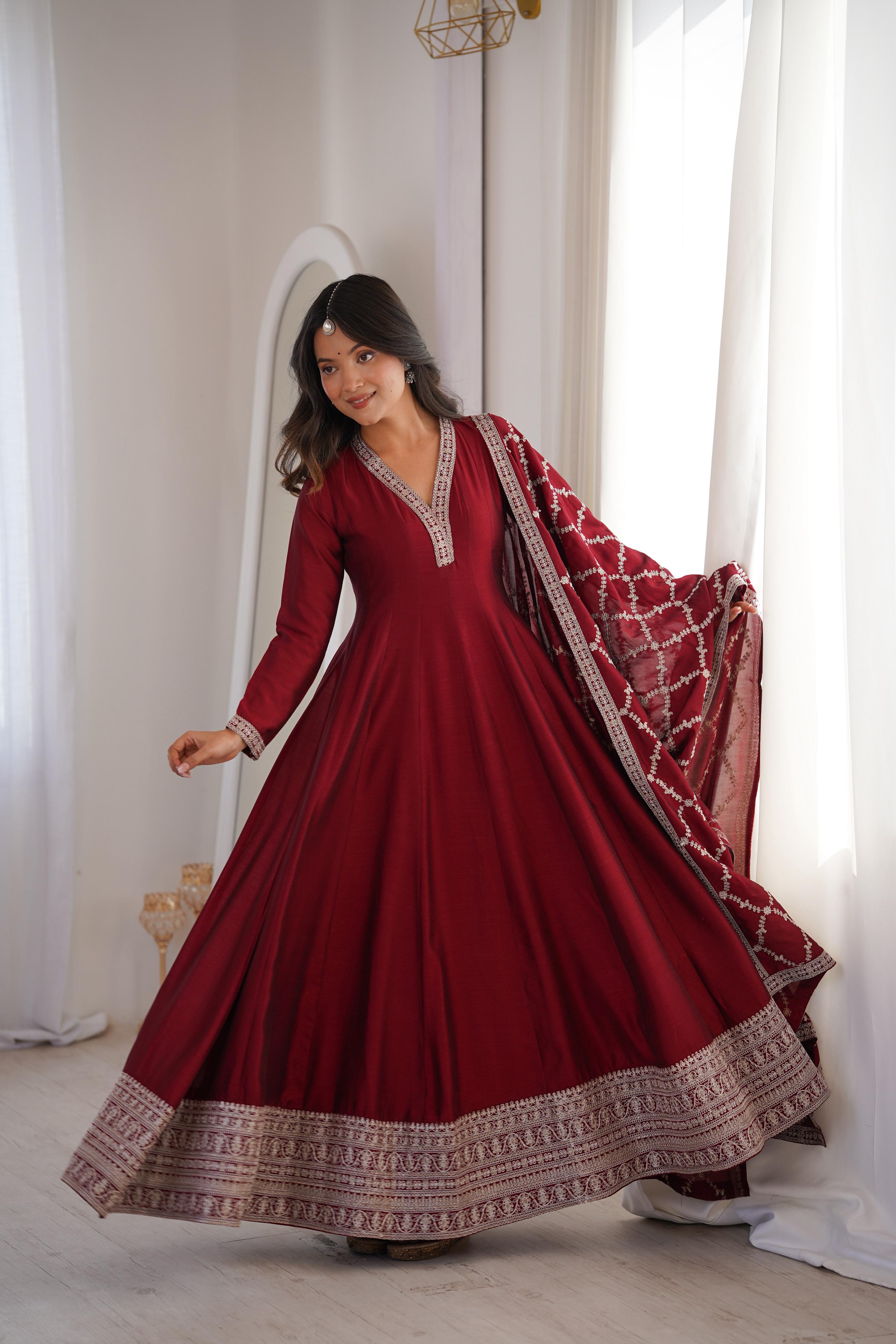 Sarin maroon anarkali