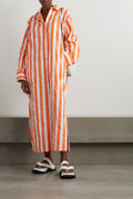 Reshma Tangerine Stripe Shirt Dress