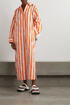Reshma Tangerine Stripe Shirt Dress