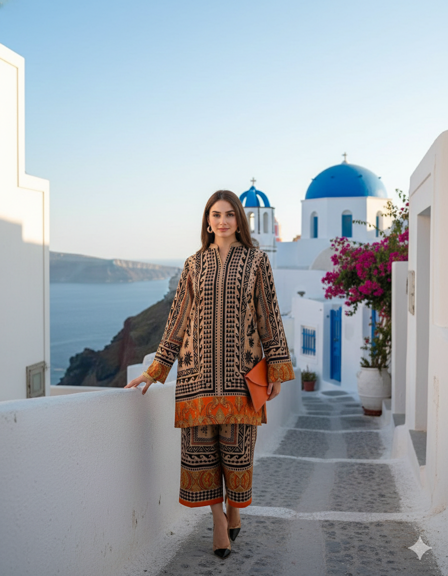 Santorini orange premium co-ord set