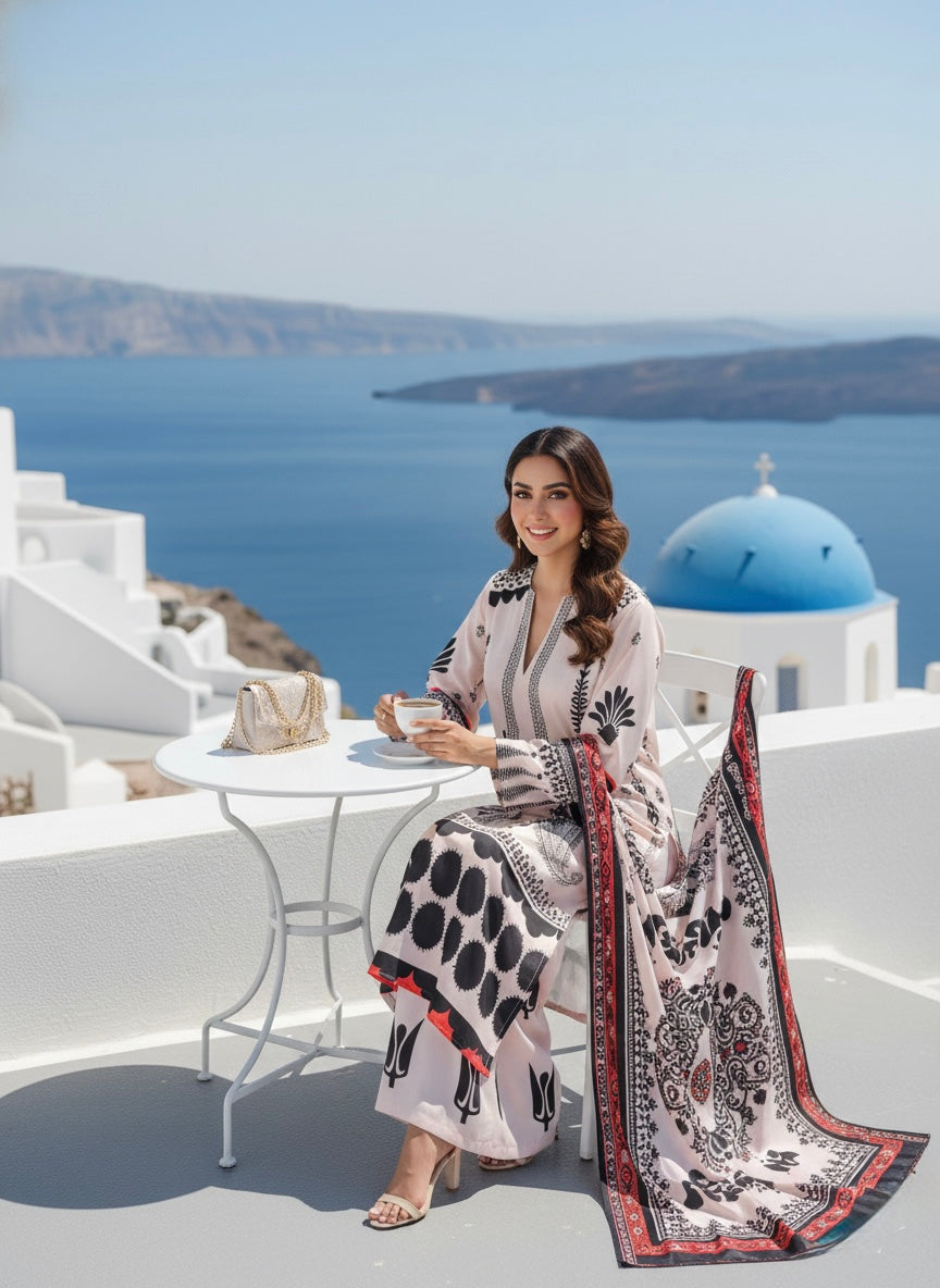 Santorini Luxe Black White  Premium Co-ord Set