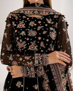 Midnight Black Rose Anarkali Set
