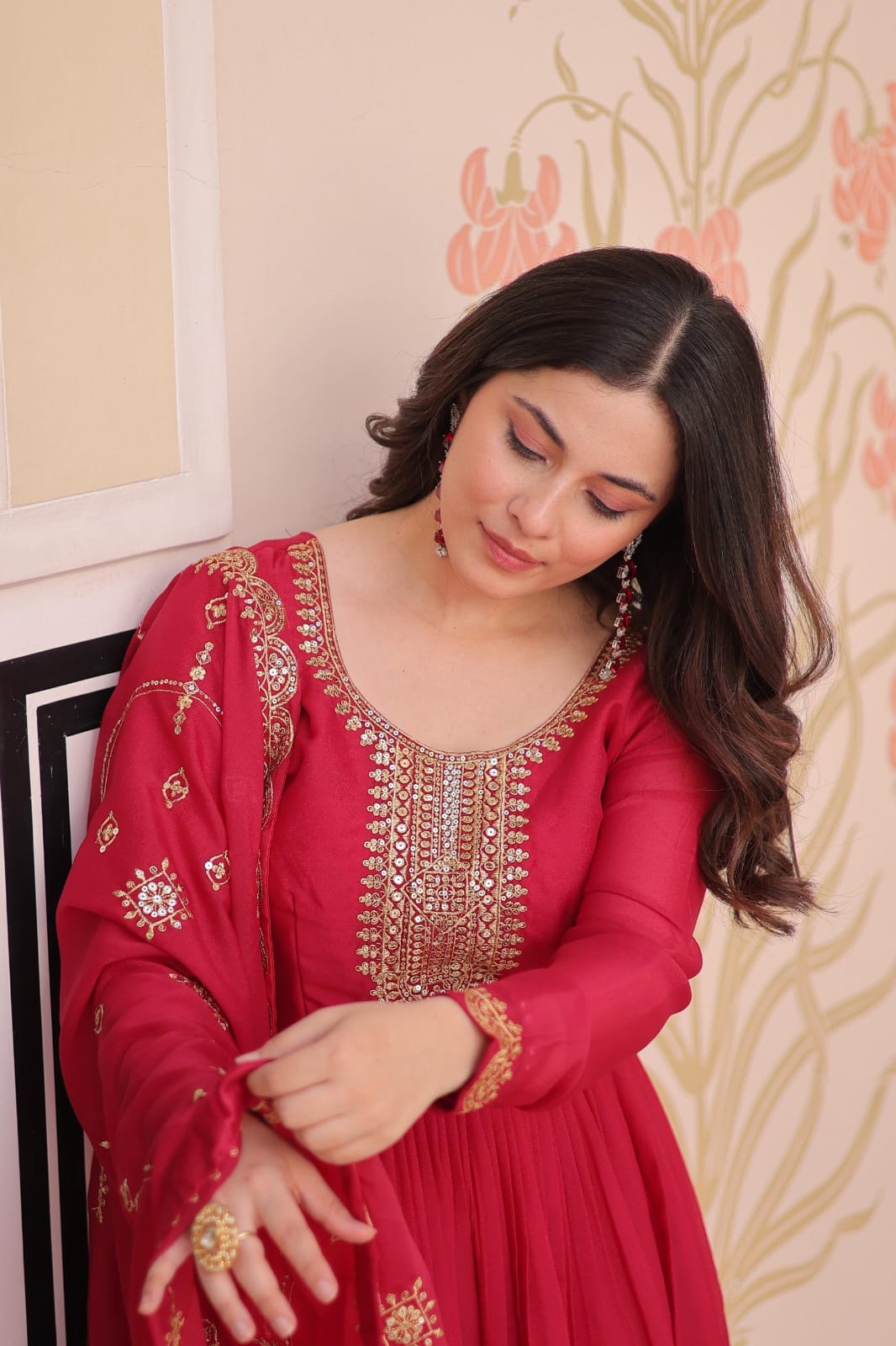 Alaya Red anarkali