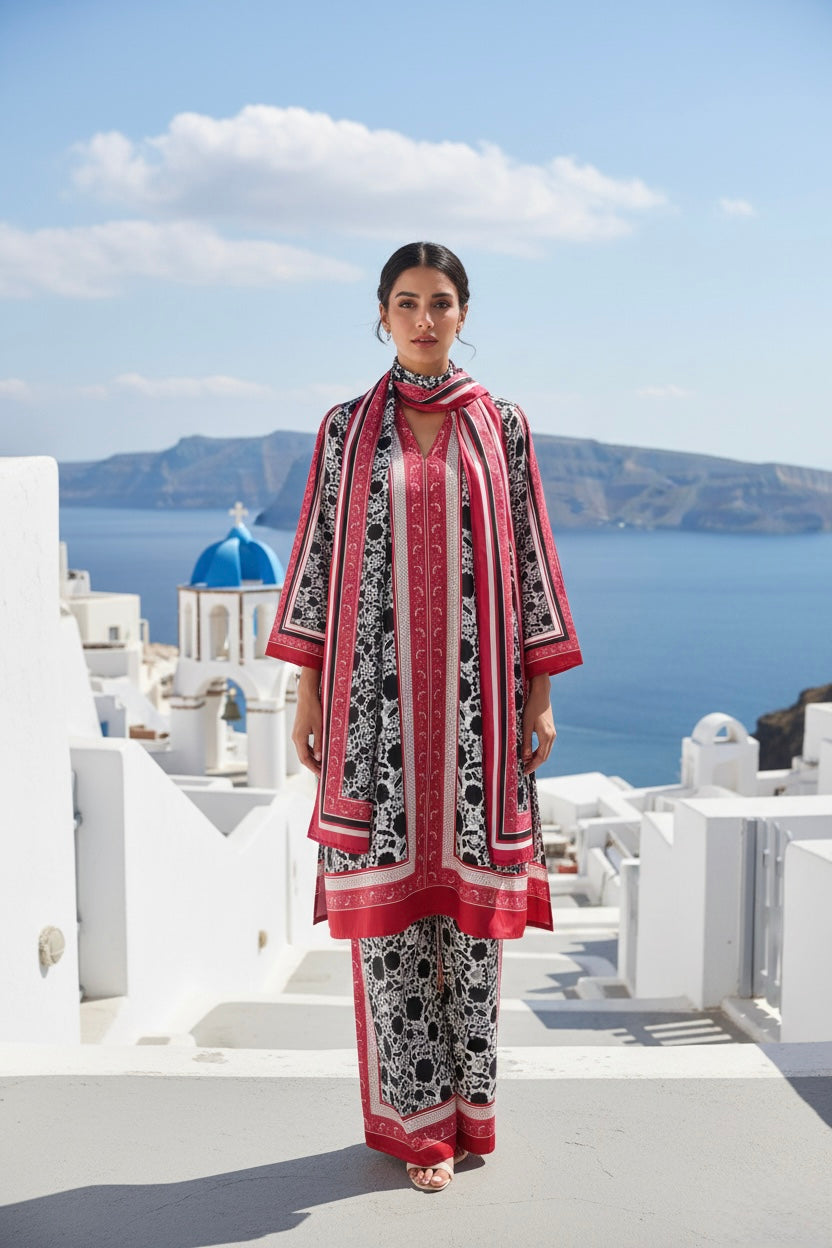 Santorini Luxe Pink Premium Cherry Panel Co-ord Set