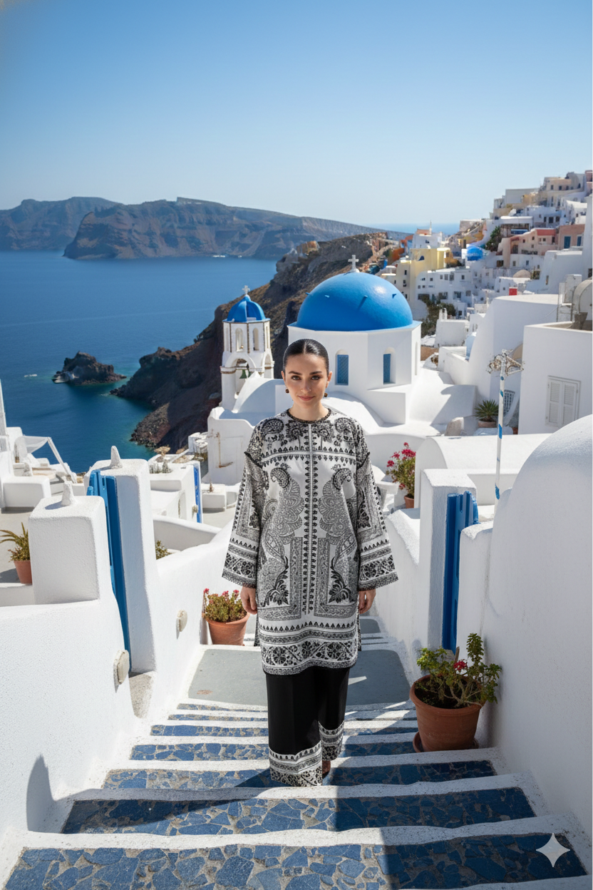 Santorini luxe monochrome premium co-ord set