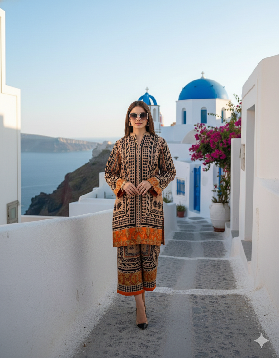 Santorini orange premium co-ord set