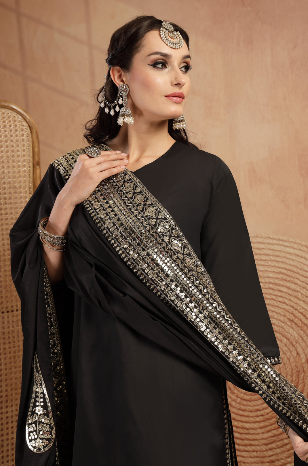 Tamanna Black Golden Suit