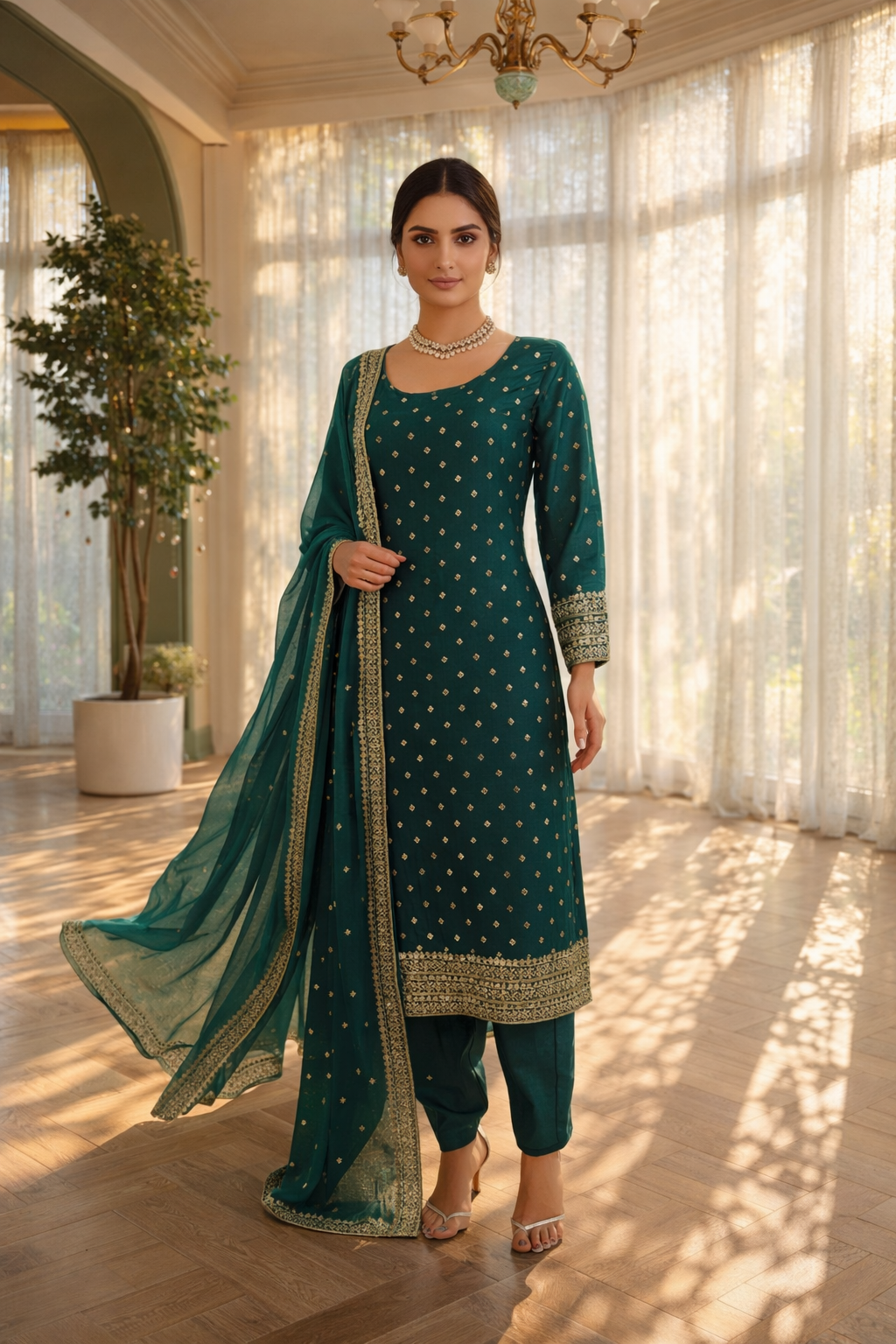 Sobha emerald embroidery suit