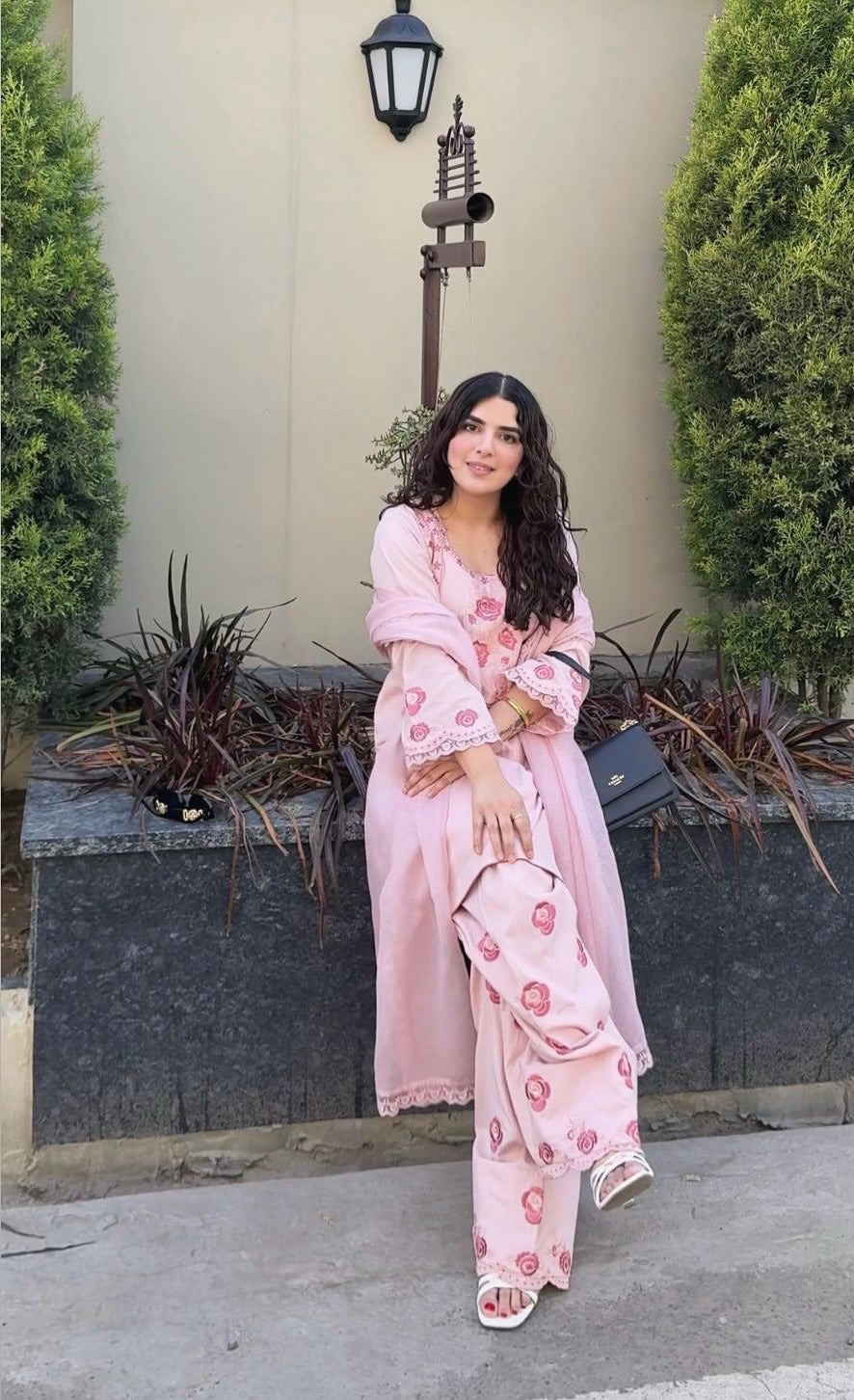 Gulnaar blush rose suit