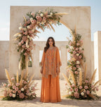 Yami Orange Indowestern Three piece Cape Set