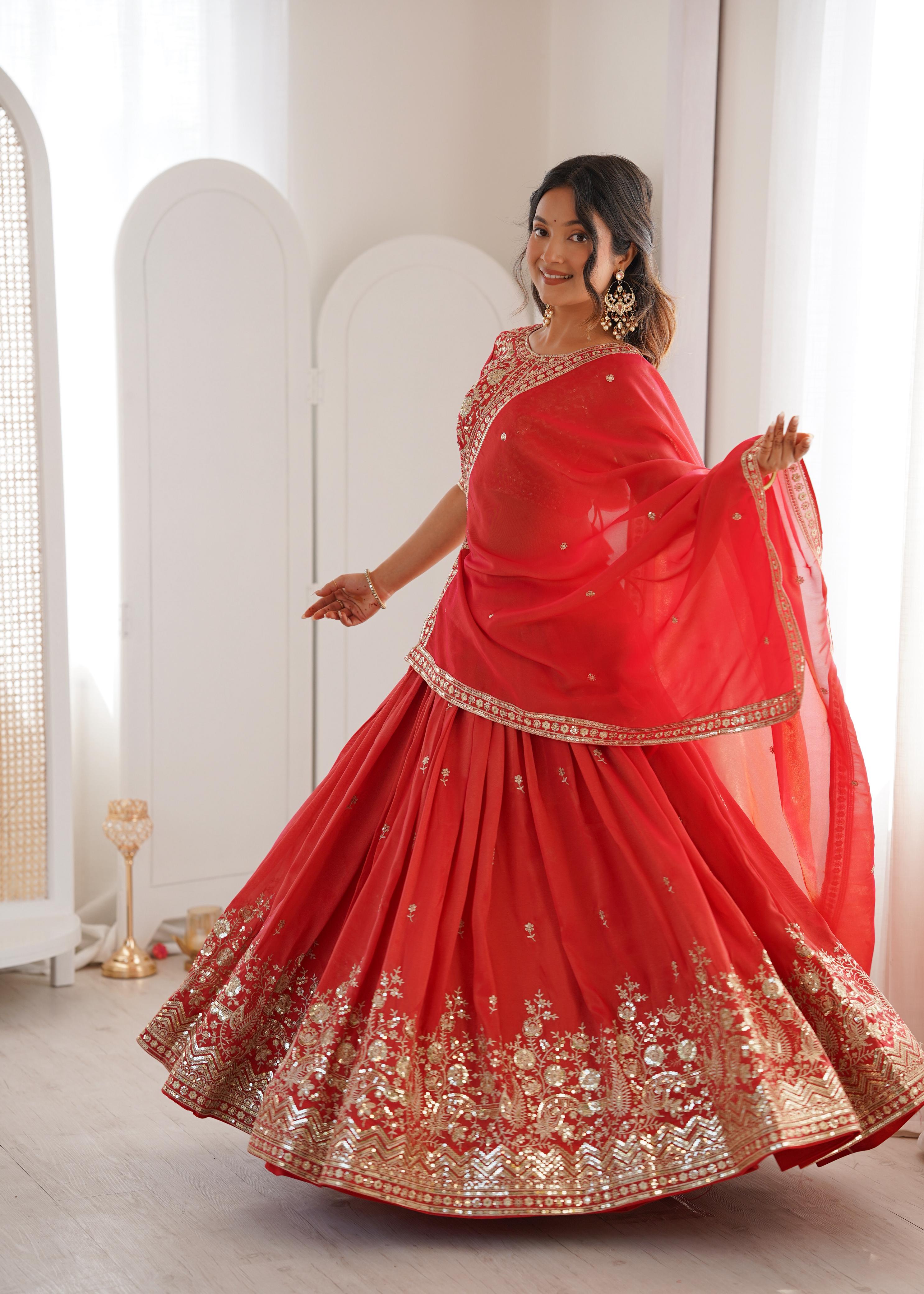 Tangerine Anar lehenga