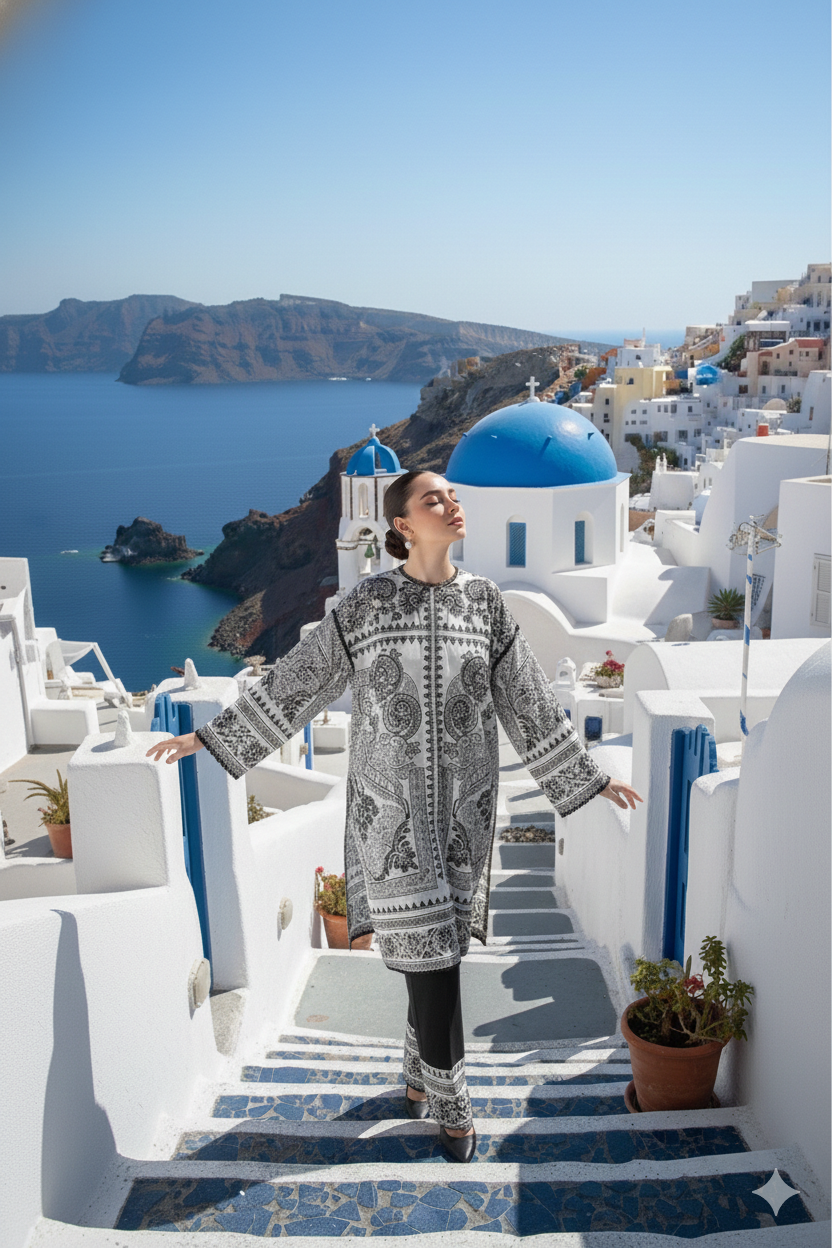 Santorini luxe monochrome premium co-ord set