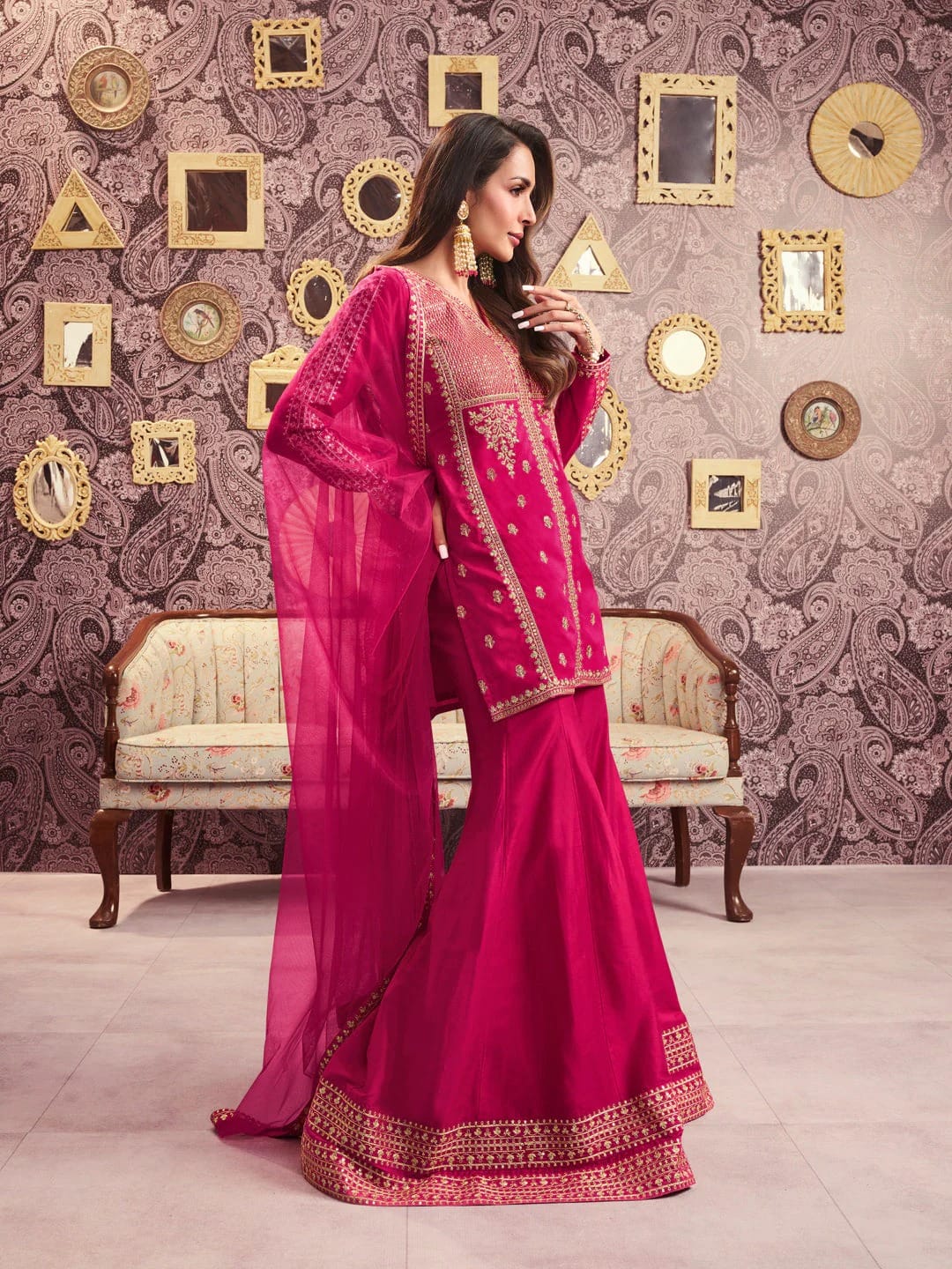 Gulnaar zari embroidered gharara