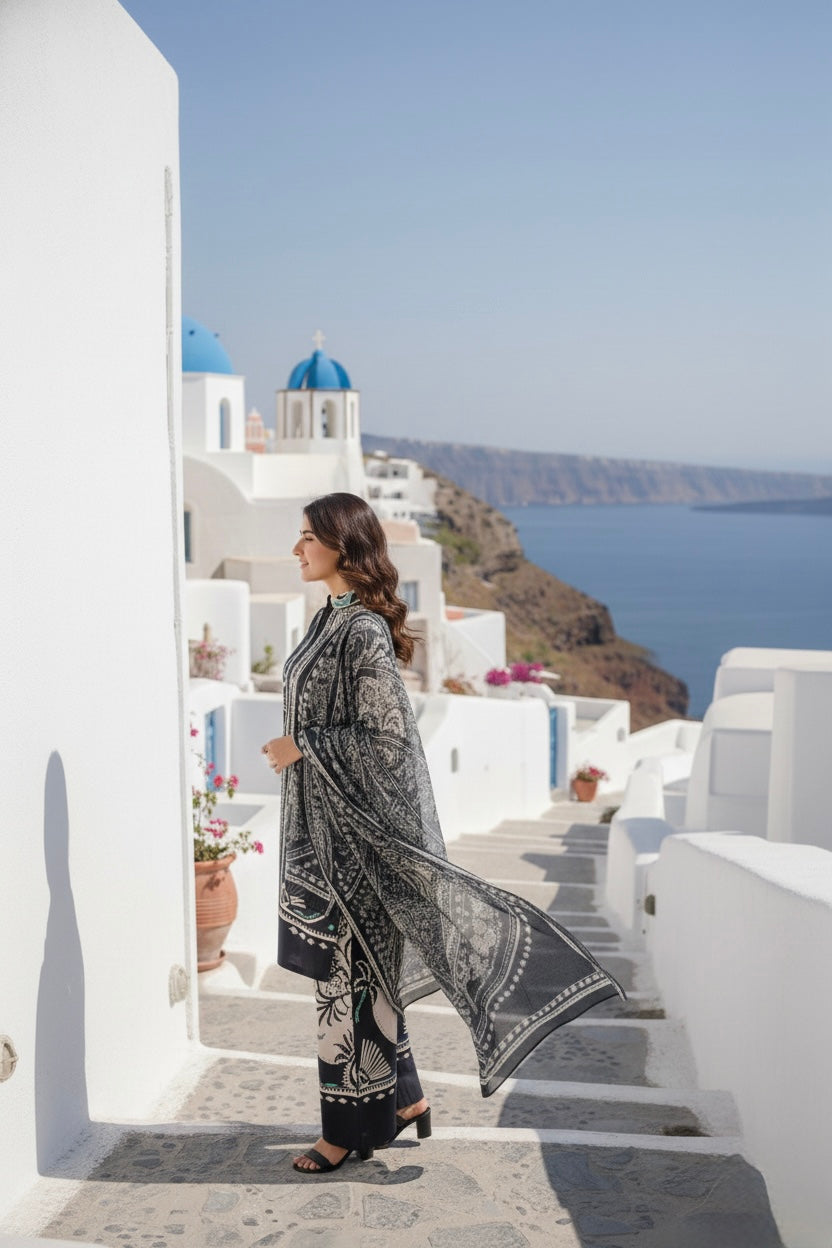 Santorini Luxe Black Panel Premium Co-ord Set