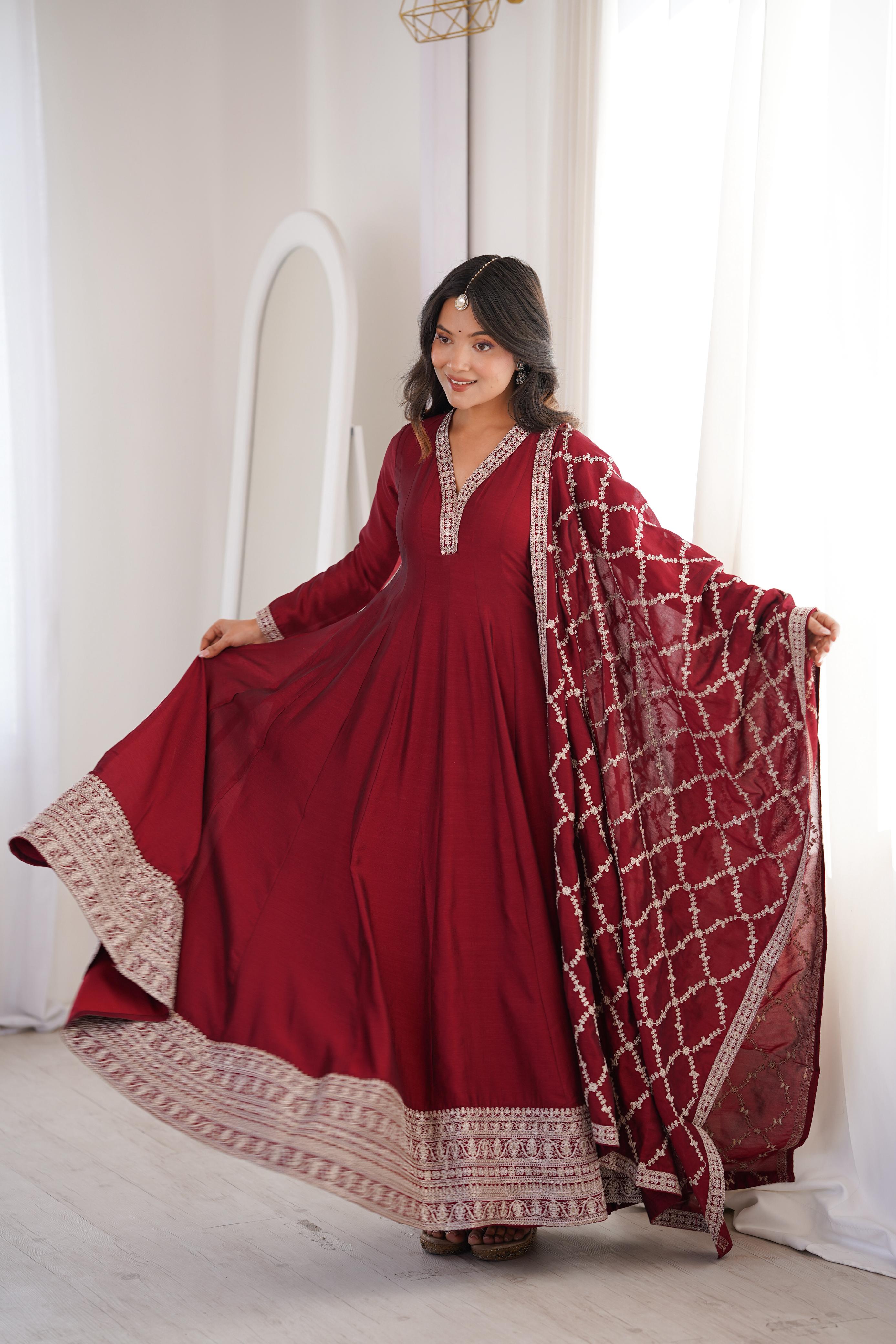 Sarin maroon anarkali