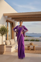 Rashmika Purple Jacket Drape Saree