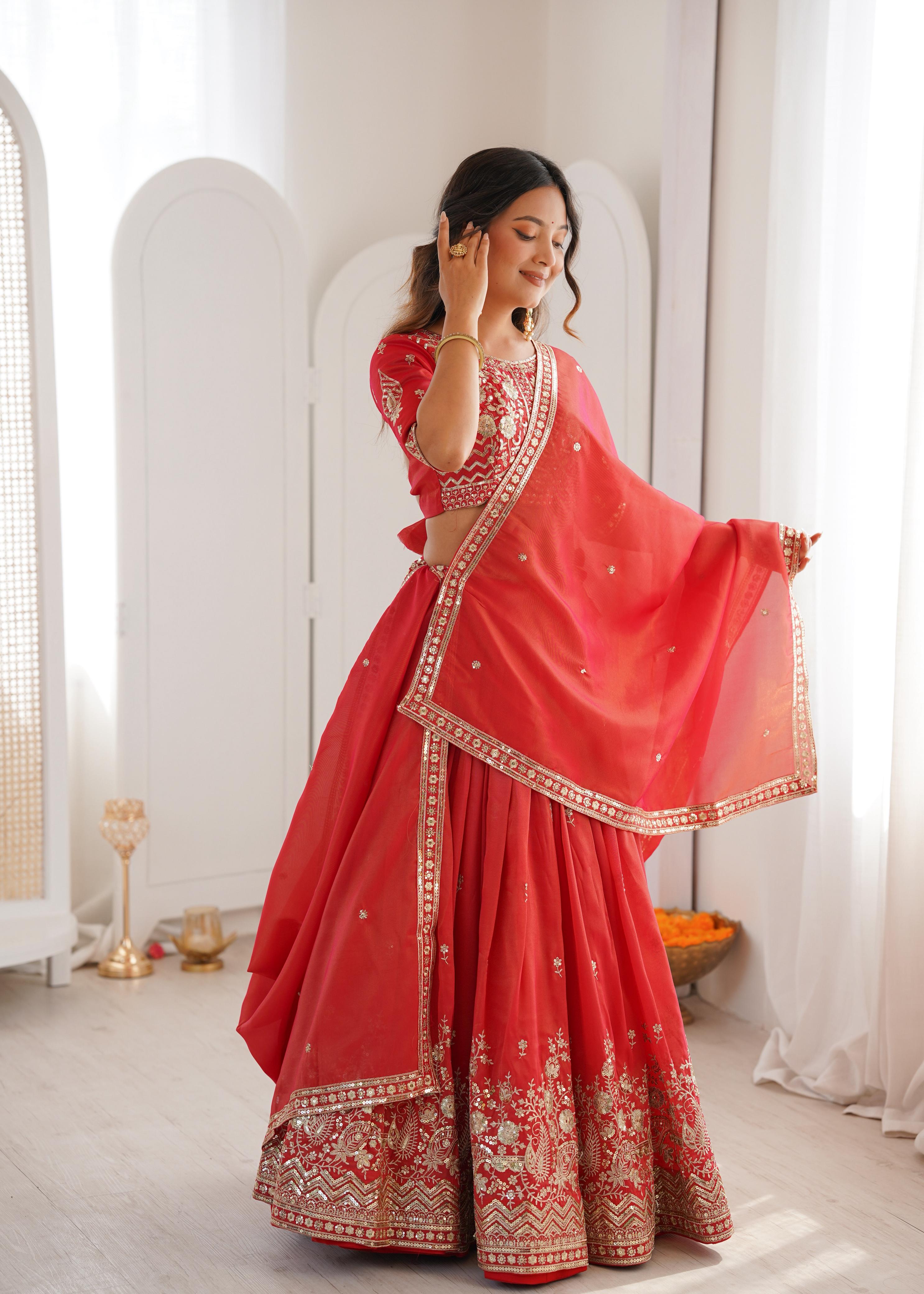 Tangerine Anar lehenga