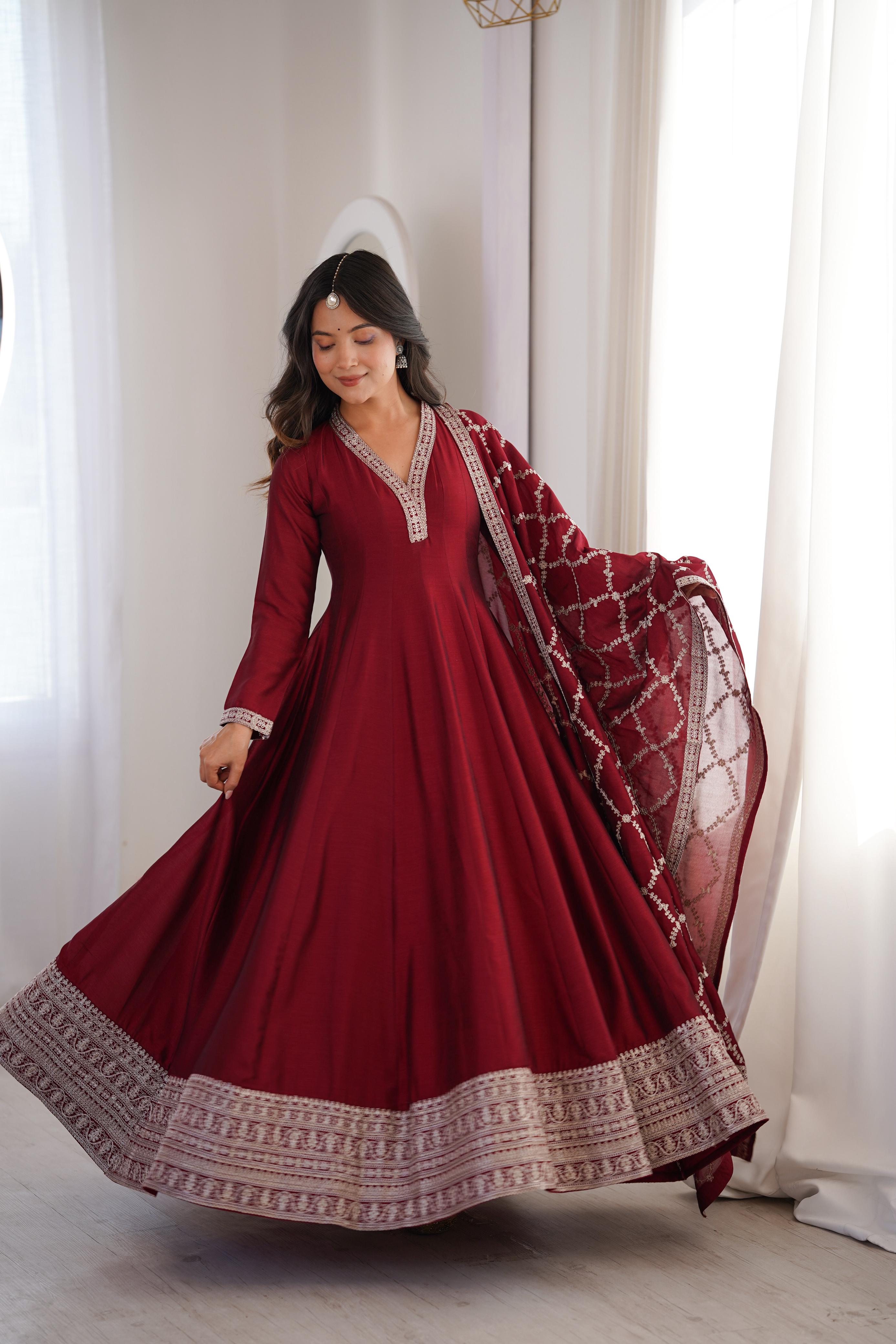 Sarin maroon anarkali