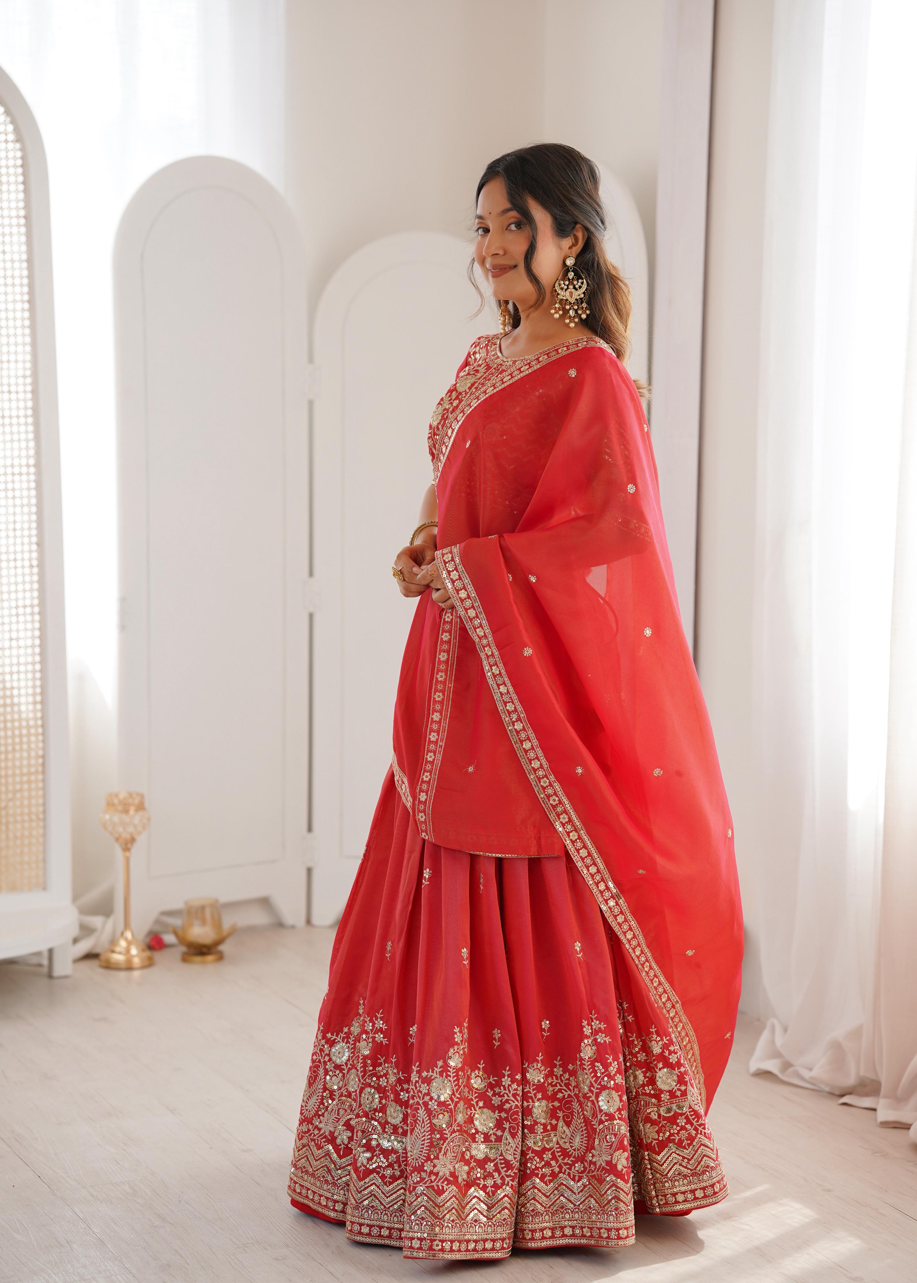 Tangerine Anar lehenga