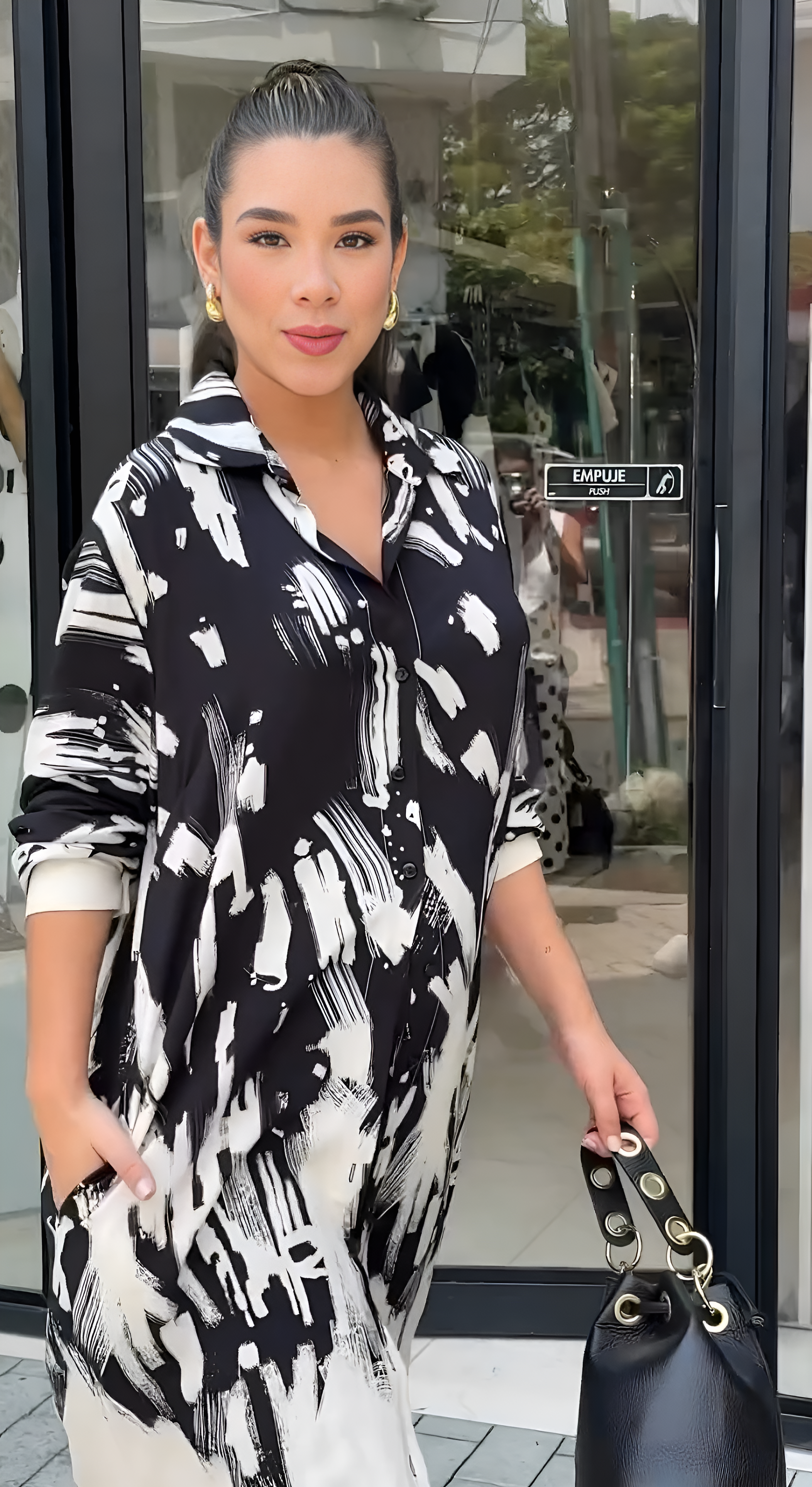 Roma Painterly Abstract Shirt Dress