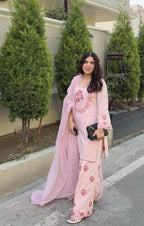 Gulnaar blush rose suit