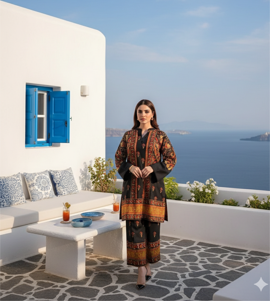 Santorini luxe black premium co-ord set